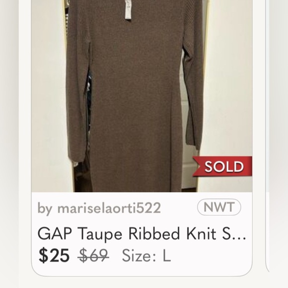 NWT Gap Size Large Gray Knee Length Knit Winter Heavy Layering Sweater Dress - Picture 10 of 11